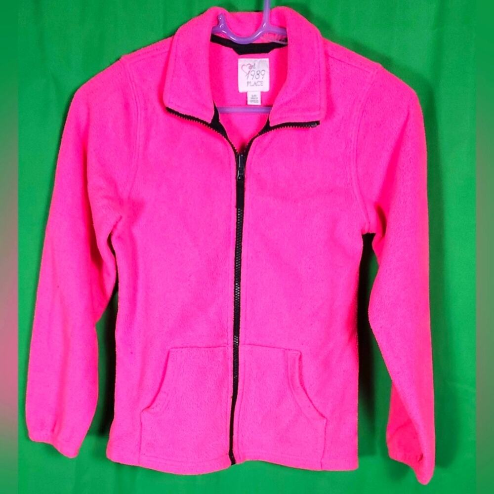 Girls Children’s Place Fleece Jacket L/G 10/12 Bright Pink